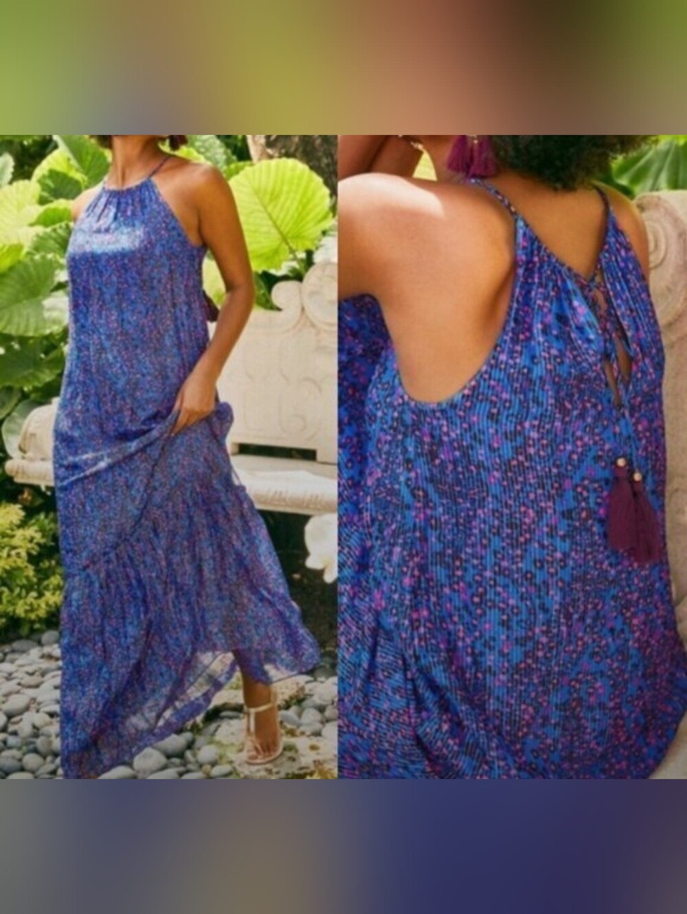 Lilly Pulitzer Maxi Halter Bright Pink and Royal Blue